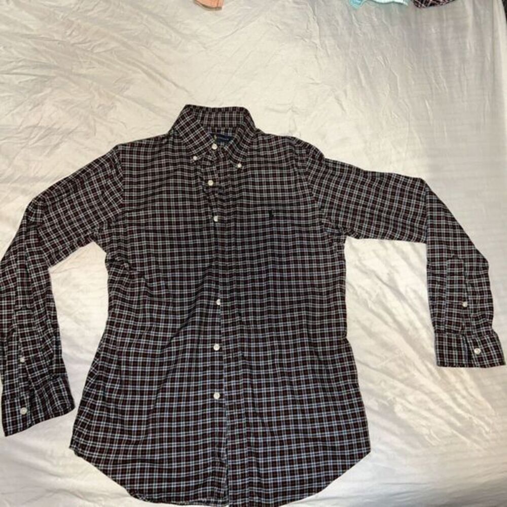 Ralph Lauren Shirt Men Small Red‎ Blue Plaid Flannel Button Down Pony Preppy